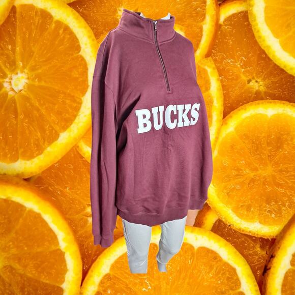 Sport-Tek Men's Maroon Bucks Quarter-Zip Pullover High Neck Sweatshirt Size L - Picture 1 of 8